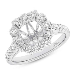 1.08ct 18k White Gold Diamond Semi-mount Ring for 3.00ct Center Size 6.5