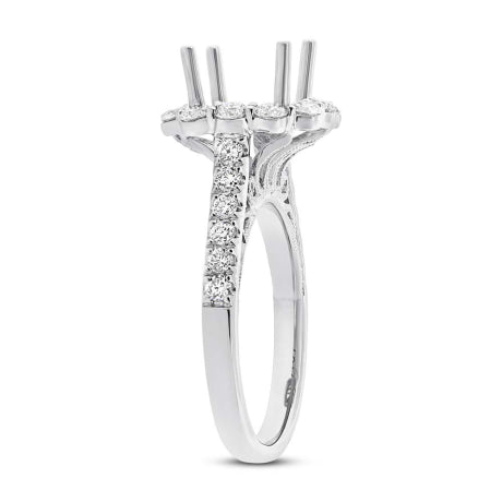 1.08ct 18k White Gold Diamond Semi-mount Ring for 3.00ct Center Size 6.5