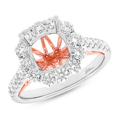 1.08ct 18k Two-tone Rose Gold Diamond Semi-mount Ring for 3.00ct Center Size 6.5