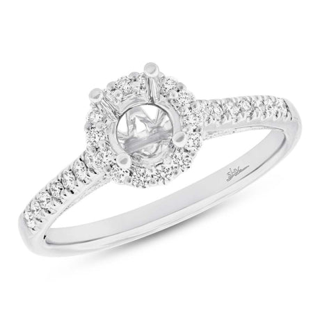 0.27ct 18k White Gold Diamond Semi-mount Ring for 0.50ct Center Size 6.5