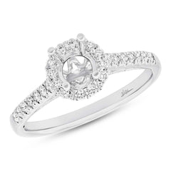 0.27ct 18k White Gold Diamond Semi-mount Ring for 0.50ct Center Size 6.5