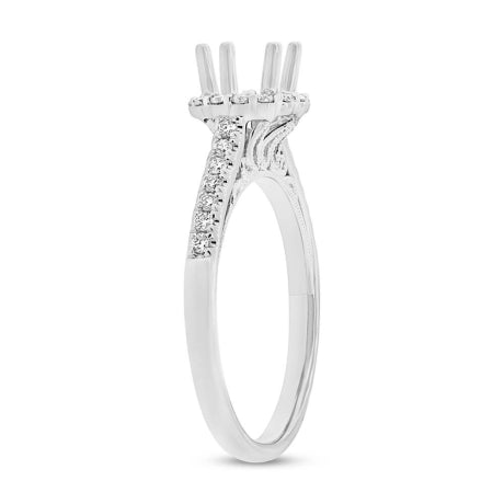 0.27ct 18k White Gold Diamond Semi-mount Ring for 0.50ct Center Size 6.5