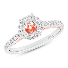 0.27ct 18k Two-tone Rose Gold Diamond Semi-mount Ring for 0.50ct Center Size 6.5