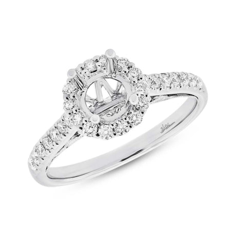 0.41ct 18k White Gold Diamond Semi-mount Ring for 0.75ct Center Size 6.5