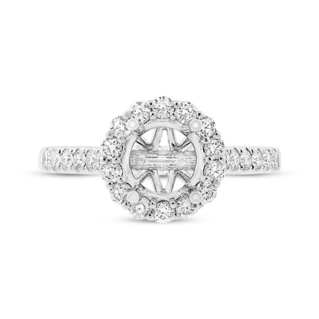 0.41ct 18k White Gold Diamond Semi-mount Ring for 0.75ct Center Size 6.5