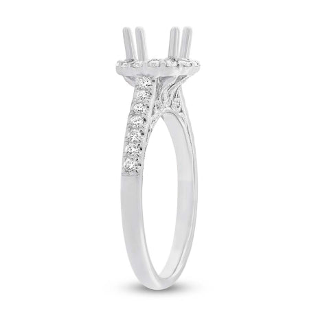 0.41ct 18k White Gold Diamond Semi-mount Ring for 0.75ct Center Size 6.5