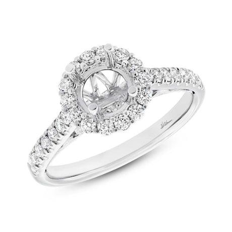 0.49ct 18k White Gold Diamond Semi-mount Ring for 1.00ct Center Size 6.5