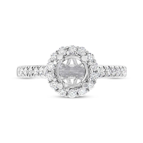 0.49ct 18k White Gold Diamond Semi-mount Ring for 1.00ct Center Size 6.5