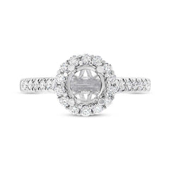 0.49ct 18k White Gold Diamond Semi-mount Ring for 1.00ct Center Size 6.5
