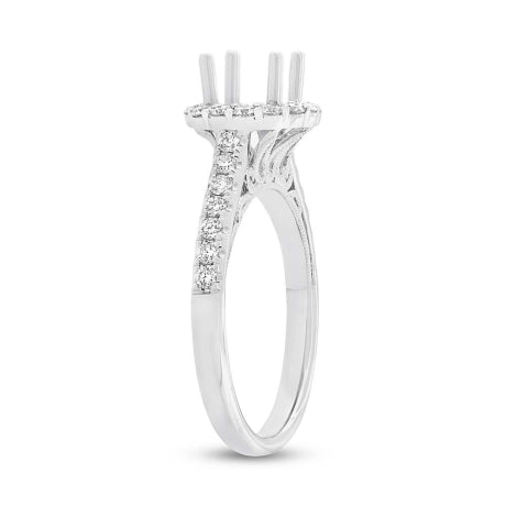 0.49ct 18k White Gold Diamond Semi-mount Ring for 1.00ct Center Size 6.5