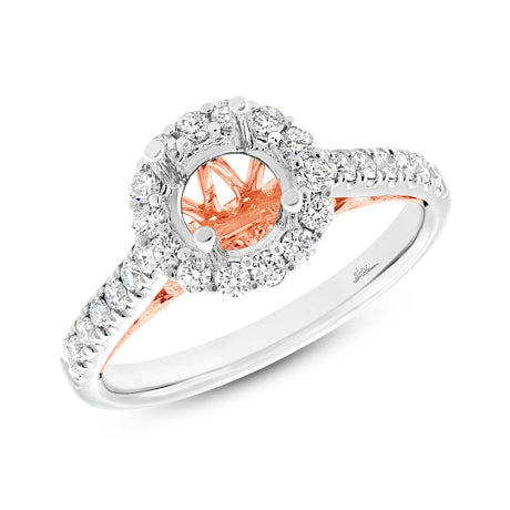 0.49ct 18k Two-tone Rose Gold Diamond Semi-mount Ring for 1.00ct Center Size 6.5