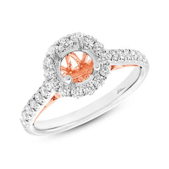 0.49ct 18k Two-tone Rose Gold Diamond Semi-mount Ring for 1.00ct Center Size 6.5