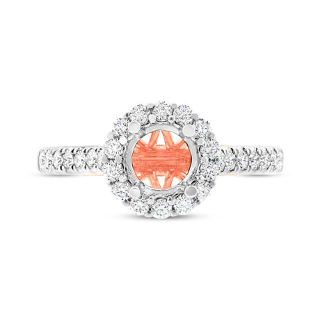 0.49ct 18k Two-tone Rose Gold Diamond Semi-mount Ring for 1.00ct Center Size 6.5