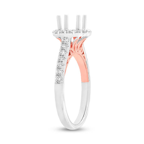 0.49ct 18k Two-tone Rose Gold Diamond Semi-mount Ring for 1.00ct Center Size 6.5