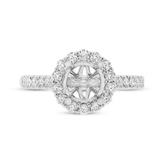 0.58ct 18k White Gold Diamond Semi-mount Ring for 1.50ct Center Size 6.5