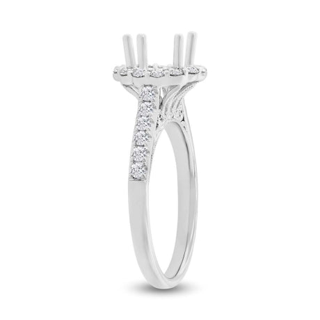 0.58ct 18k White Gold Diamond Semi-mount Ring for 1.50ct Center Size 6.5