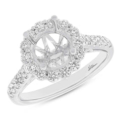0.74ct 18k White Rose Gold Diamond Semi-mount Ring for 2.00ct Center Size 6.5