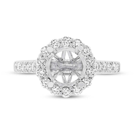 0.74ct 18k White Rose Gold Diamond Semi-mount Ring for 2.00ct Center Size 6.5