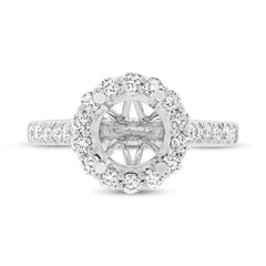 0.74ct 18k White Rose Gold Diamond Semi-mount Ring for 2.00ct Center Size 6.5