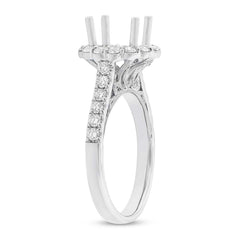 0.74ct 18k White Rose Gold Diamond Semi-mount Ring for 2.00ct Center Size 6.5