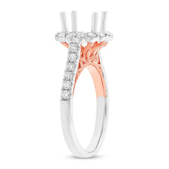 0.74ct 18k Two-tone Rose Gold Diamond Semi-mount Ring for 2.00ct Center Size 6.5