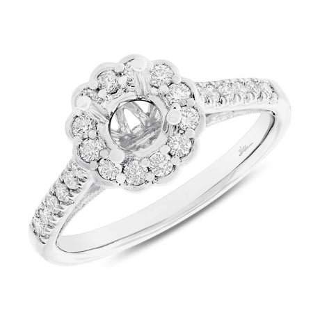 0.39ct 18k White Gold Diamond Semi-mount Ring for 0.50ct Center Size 6.5