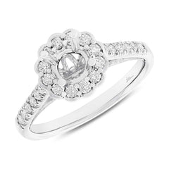 0.39ct 18k White Gold Diamond Semi-mount Ring for 0.50ct Center Size 6.5