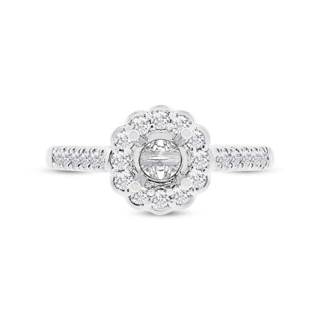0.39ct 18k White Gold Diamond Semi-mount Ring for 0.50ct Center Size 6.5
