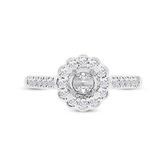 0.39ct 18k White Gold Diamond Semi-mount Ring for 0.50ct Center Size 6.5