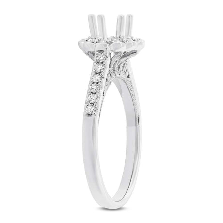 0.39ct 18k White Gold Diamond Semi-mount Ring for 0.50ct Center Size 6.5