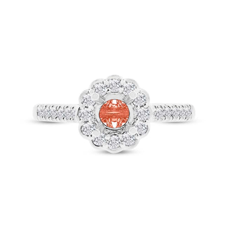 0.39ct 18k Two-tone Rose Gold Diamond Semi-mount Ring for 0.50ct Center Size 6.5