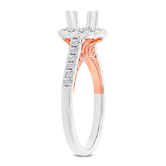 0.39ct 18k Two-tone Rose Gold Diamond Semi-mount Ring for 0.50ct Center Size 6.5