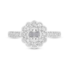 0.63ct 18k White Gold Diamond Semi-mount Ring for 0.75ct Center Size 6.5