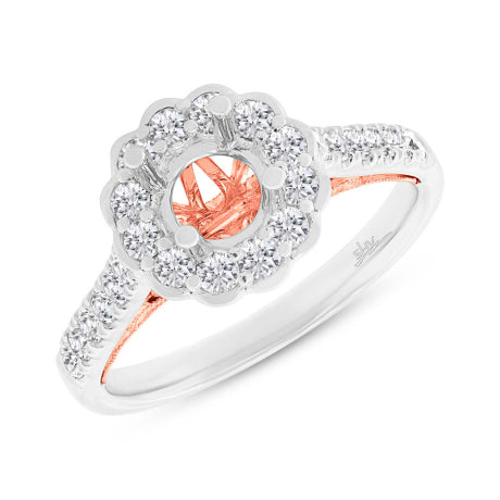 0.63ct 18k Two-tone Rose Gold Diamond Semi-mount Ring for 0.75ct Center Size 6.5