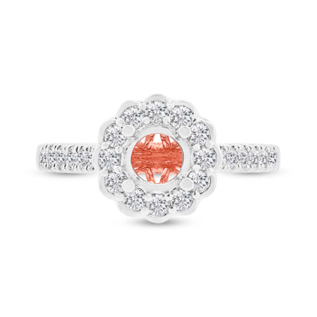 0.63ct 18k Two-tone Rose Gold Diamond Semi-mount Ring for 0.75ct Center Size 6.5