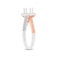 0.63ct 18k Two-tone Rose Gold Diamond Semi-mount Ring for 0.75ct Center Size 6.5