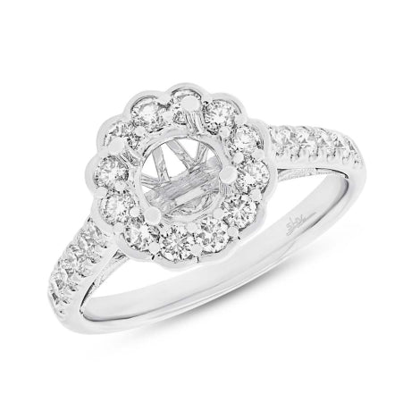 0.75ct 18k White Gold Diamond Semi-mount Ring for 1.00ct Center Size 6.5