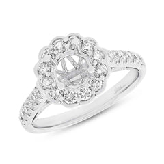 0.75ct 18k White Gold Diamond Semi-mount Ring for 1.00ct Center Size 6.5