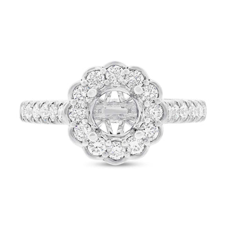 0.75ct 18k White Gold Diamond Semi-mount Ring for 1.00ct Center Size 6.5