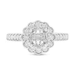 0.75ct 18k White Gold Diamond Semi-mount Ring for 1.00ct Center Size 6.5