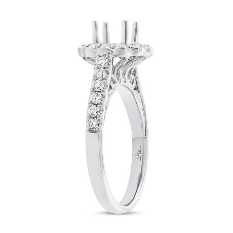 0.75ct 18k White Gold Diamond Semi-mount Ring for 1.00ct Center Size 6.5