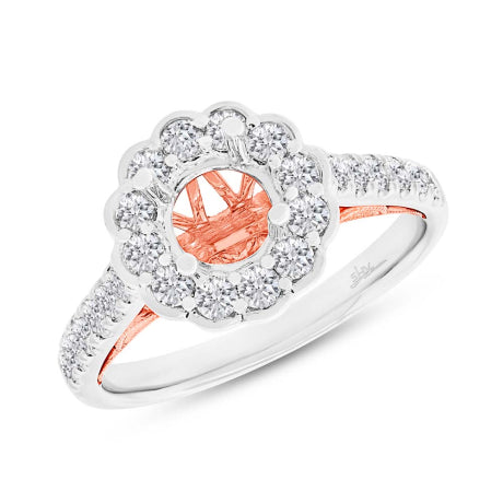 0.75ct 18k Two-tone Rose Gold Diamond Semi-mount Ring for 1.00ct Center Size 6.5