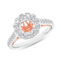 0.75ct 18k Two-tone Rose Gold Diamond Semi-mount Ring for 1.00ct Center Size 6.5