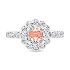 0.75ct 18k Two-tone Rose Gold Diamond Semi-mount Ring for 1.00ct Center Size 6.5