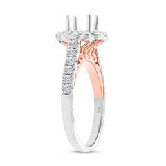 0.75ct 18k Two-tone Rose Gold Diamond Semi-mount Ring for 1.00ct Center Size 6.5