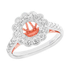 0.79ct 18k Two-tone Rose Gold Diamond Semi-mount Ring for 1.50ct Center Size 6.5