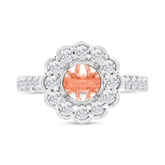 0.79ct 18k Two-tone Rose Gold Diamond Semi-mount Ring for 1.50ct Center Size 6.5