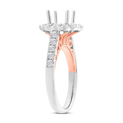 0.79ct 18k Two-tone Rose Gold Diamond Semi-mount Ring for 1.50ct Center Size 6.5