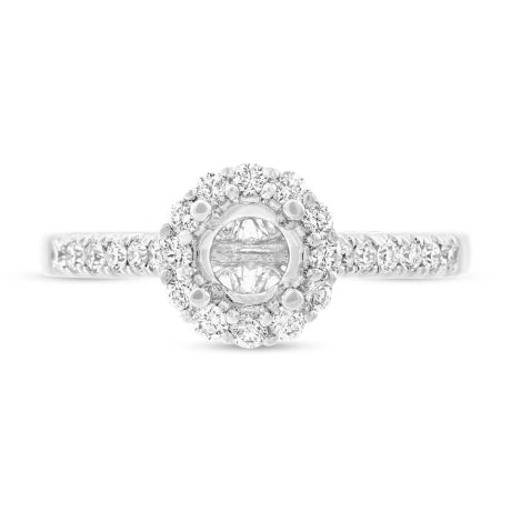 0.41ct 18k White Gold Diamond Semi-mount Ring for 0.50ct Center Size 6.5