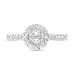 0.41ct 18k White Gold Diamond Semi-mount Ring for 0.50ct Center Size 6.5